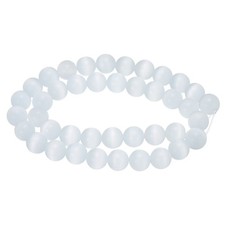 38pcs Frosted White Cat's Eye Stone Beads 10mm Round Crystal Loose Bead