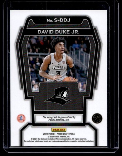 2024 Panini Prizm Draft Picks #S-DDJ David Duke Jr. Autografo - Foto 2 di 2