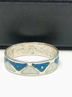 Vintage Taxco Mexico .925 Sterling Silver Turquoise Inlay Ring Sz 4