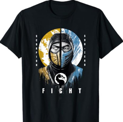 Mortal Kombat Klassic Scorpion Vs Sub-Zero Fight Portrait T-Shirt