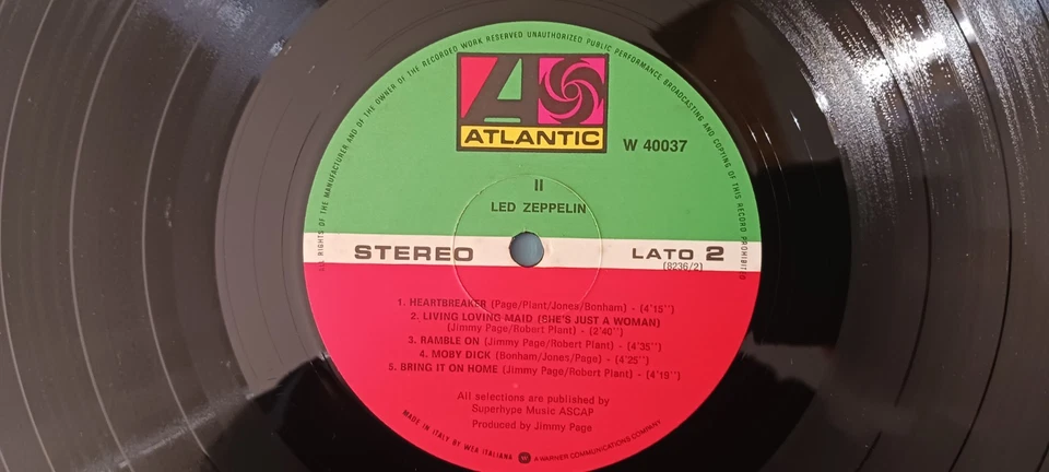 RARE LED ZEPPELIN II LP VINYL 33 TOURS 1969 ATLANTIC W 40037 MADE in ITALY - Photo 3/4