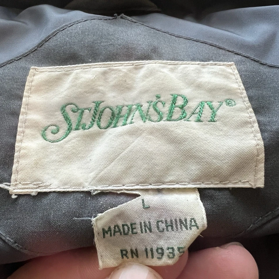 Chaqueta de Colección St Johns Bay Para Hombres L Plumón de Ganso Puffer Acolchada Capucha Oculta Foto 4 de 4