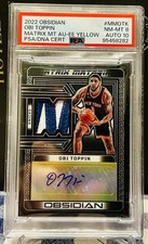2022 Obsidian Obi Toppin Autograph Patch Matrix Material 01/10 PSA 8 PACERS 🔥🔥