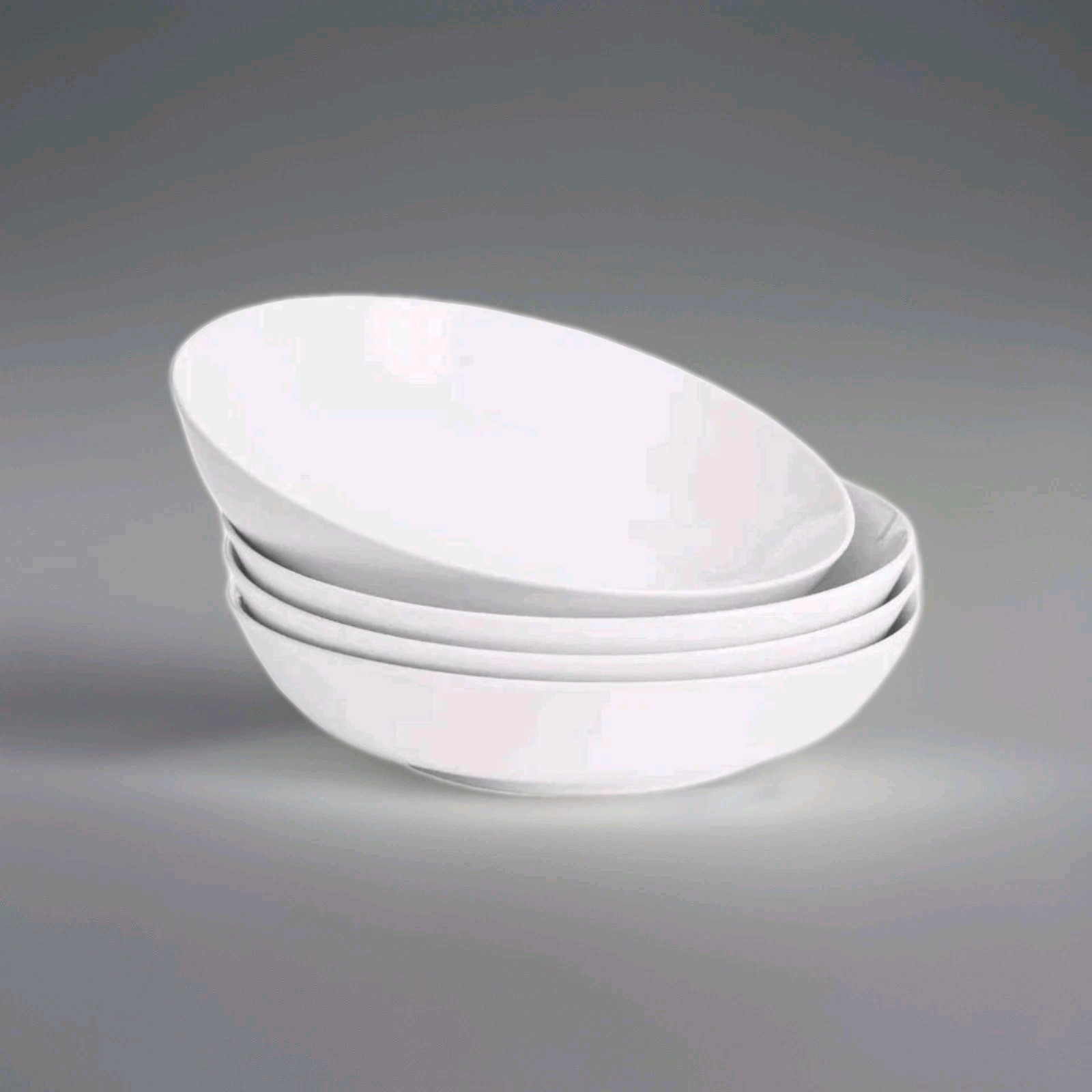 White Pasta Bowls Set of 4, Porcelain Salad Bowls 37 oz, Wid