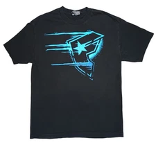 Y2K Famous Stars and Straps Neon Blue Trail Logo F Mens Large T-Shirt