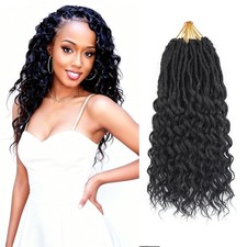 Ahrencan 12 Inch 8 Packs Faux Locs With Curly Ends Crochet Hair 1B Black Women