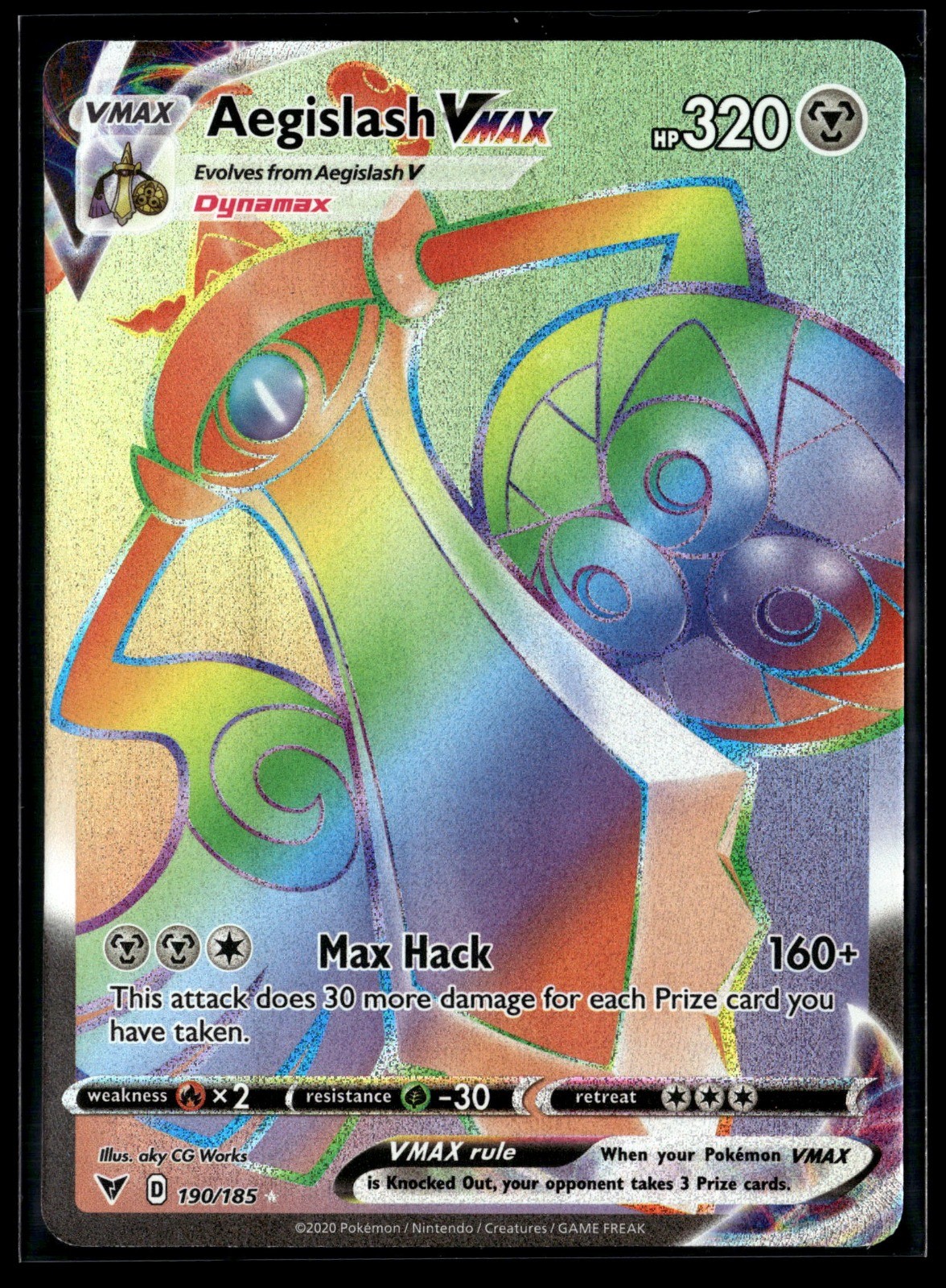 Aegislash VMAX (Secret) 190/185 Holo SWSH04: Vivid Voltage MP