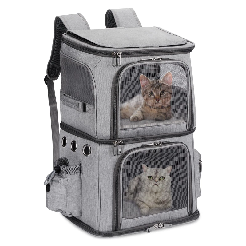 Hovono Double-Compartment Pet Carrier Backpack For Small Cats And Dogs Cat