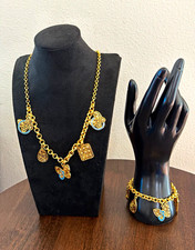 Gold Tone Butterfly Charm Necklace Bracelet Jewelry Set Fashion Costume New