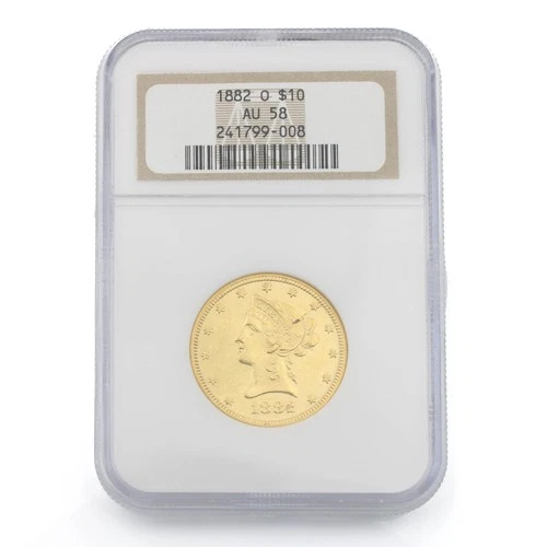 1882-O $10 Liberty Head Gold Eagle NGC Graded AU58 New Orleans Coin NR #C828-2