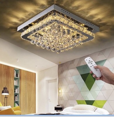 40cm Kristall LED Deckenleuchte dimmbar Kronleuchter Pendelleuchte mit Fernbedienung