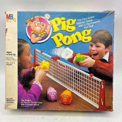 VINTAGE Pig Pong 99% COMPLETE Milton Bradley 1986 Tennis Ping Game Kids Family