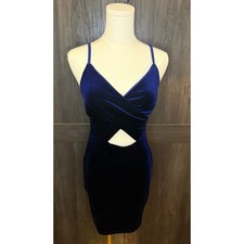 Windsor Cocktail Party Dress Blue Velvet Cutout Homecoming Date Night Mini Sz Sm