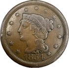 1854 1C Braided Hair Large Cent