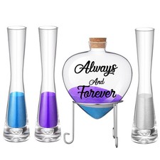 Unity Sand Wedding Ceremony Set 3 Vases Heart Bottle Metal Stand Cork Stopper
