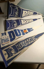 Lot Of 4 Vintage Duke BLUE Devils Basketball flag 30" Pennants Banners 1989 
