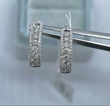 14K White Gold Plated 2Ct Round Cut Lab Created Diamond Women's Hoop Earrings