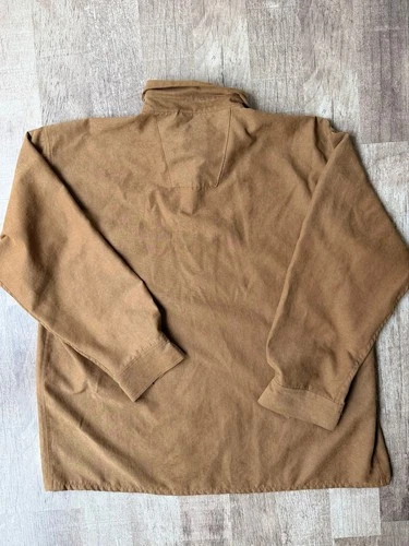 Vintage United "A Break From Tradition" Camel Faux Suede Button-Up Shirt / Over image 3