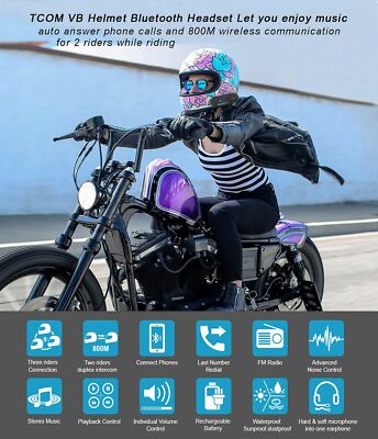 FreedConn Motorcycle Helmet Bluetooth Intercom Kit, TCOM-SC Motorbike