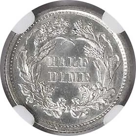 1869 Liberty Seated Silver Half Dime MS65 NGC - Image 4 of 4