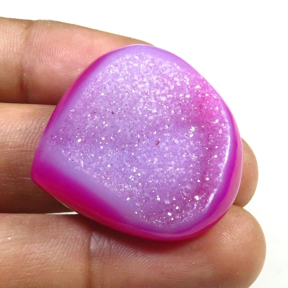 Geoda druzy de ónix rosa ágata corazón cabinas 30x30 mm ventana natural gemas de ónix OD-1281 Foto 2 de 4