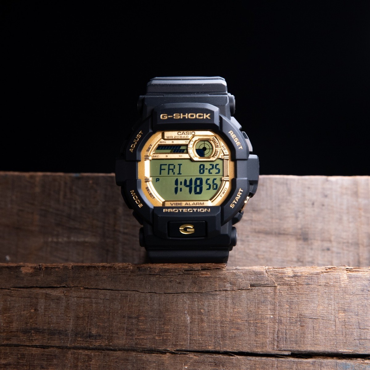Casio G-Shock GD-350GB-1D Gold Tone Digital Black Vibration Men's