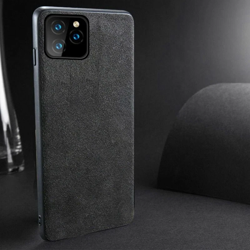 Funda trasera media de cuero gamuza de lujo para iPhone 13 12 11 XS XR 8 7 Plus SE Foto 4 de 4