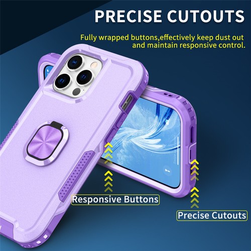 For iPhone 16 15 Pro Max 14 13 12 11 Heavy Duty Ring Stand Shockproof Case Cover - Picture 47 of 75