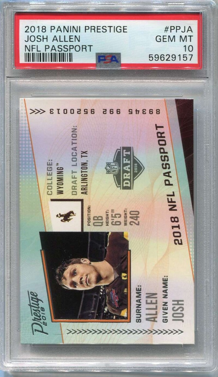 ヴァネロペ・フォジューズ トレーディングカード 2018 Prestige NFL Passport 5 Josh Allen Rookie PSA 10 GEM MT | eBay