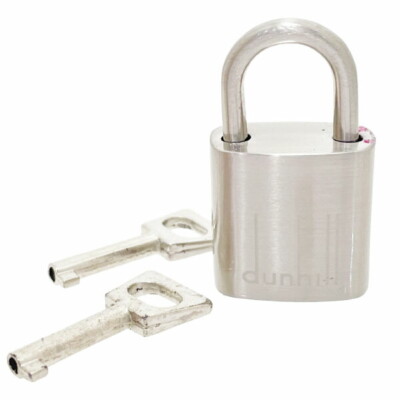  Authentic Dunhill Padlock Cadena 2 Keys Metal Silver Color dunhill Padlock Key
