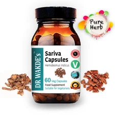DR WAKDE'S Sariva Capsules (Anantomoola | Hemidesmus indicus) | 60 Veg Caps |...