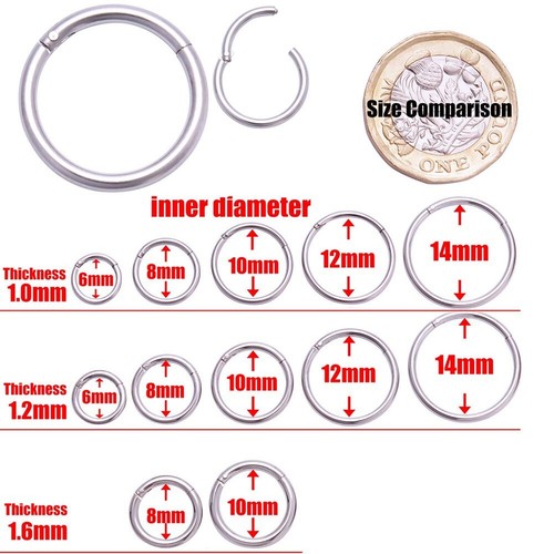 Stainless Steel Fake Stud Punk Clip On Body Piercing Nose Lip Rings Hoop Jewelry - Picture 12 of 18