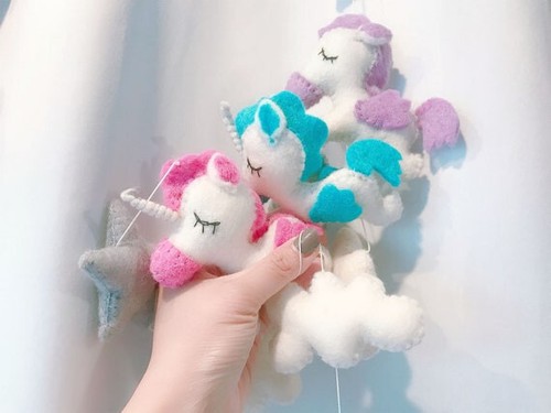 Wool Felt Wall Hangings Unicorn Garland - Picture 2 of 8