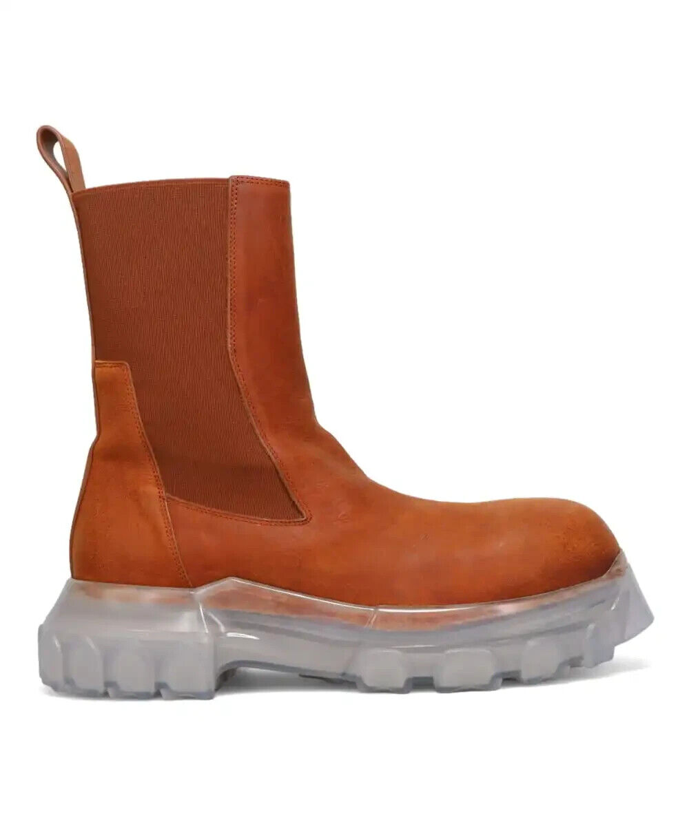 Rick Owens Beatle BOZO Tractor Brown Boots RU01D3881LBKO Rick Owens Beatle BOZO Tractor Brown Boots RU01D3881LBKO