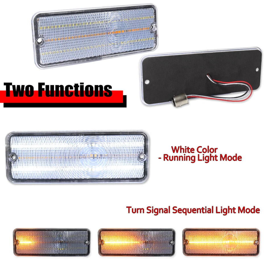 Par de luces LED intermitentes DRL para Ford F-100 F100 1974-1977 blanco claro/ámbar Foto 2 de 4