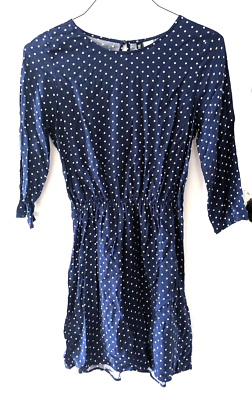 h&m navy blue polka dot dress H&M navy blue polka dot print pattern dress women's size 4 SMALL  knee-length hm