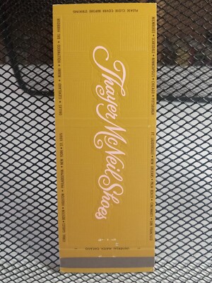 Embossed THAYER MCNEIL SHOES Cursive Pink Textured Gold Vintage Matchbook Cover