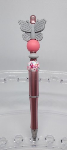 Custom Butterfly Beaded Pen Black Ink Refillable - Free Refill - Afbeelding 1 van 2