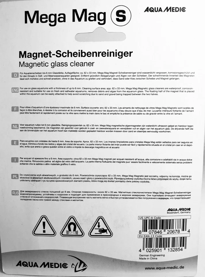 Imán flotante para acuario Aqua Medic Mega Mag (pequeño) para vidrio de hasta 1/4" de espesor Foto 2 de 2