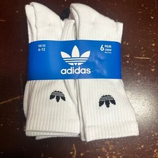 Adidas Mens White Arch Support Ankle Full Toe Crew Socks Size 6-12 Pairs Of 6