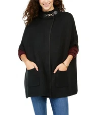Cejon women's Sweater Riding Cape With Welt Pockets - one size - Black