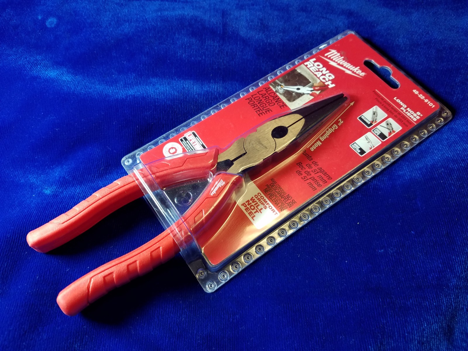 48-22-6101 8" Long Reach Needle Nose Pliers w/ Wire Cutter & Reamer Milwaukee