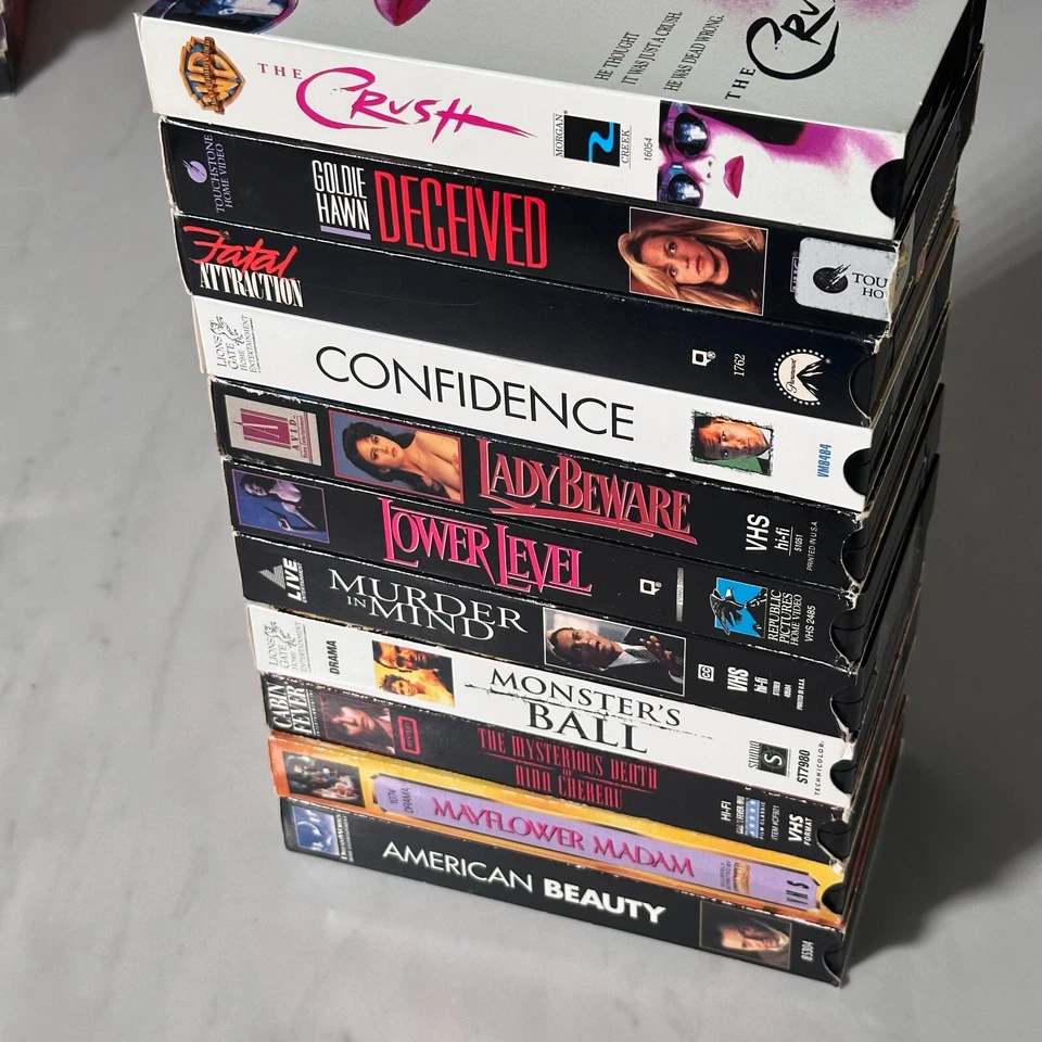 VHS Lot 11 Erotic Thriller - Fatal Madam Crush Lower Level American Beauty Lady Foto 4 de 4