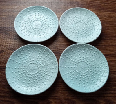 Two's Company bread plate light blue set of 4