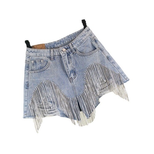 Lady Sequin Beaded Denim Shorts 