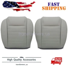 For 2005-2009 Ford Mustang GT Driver & Passenger Bottom Leather Seat Cover Gray