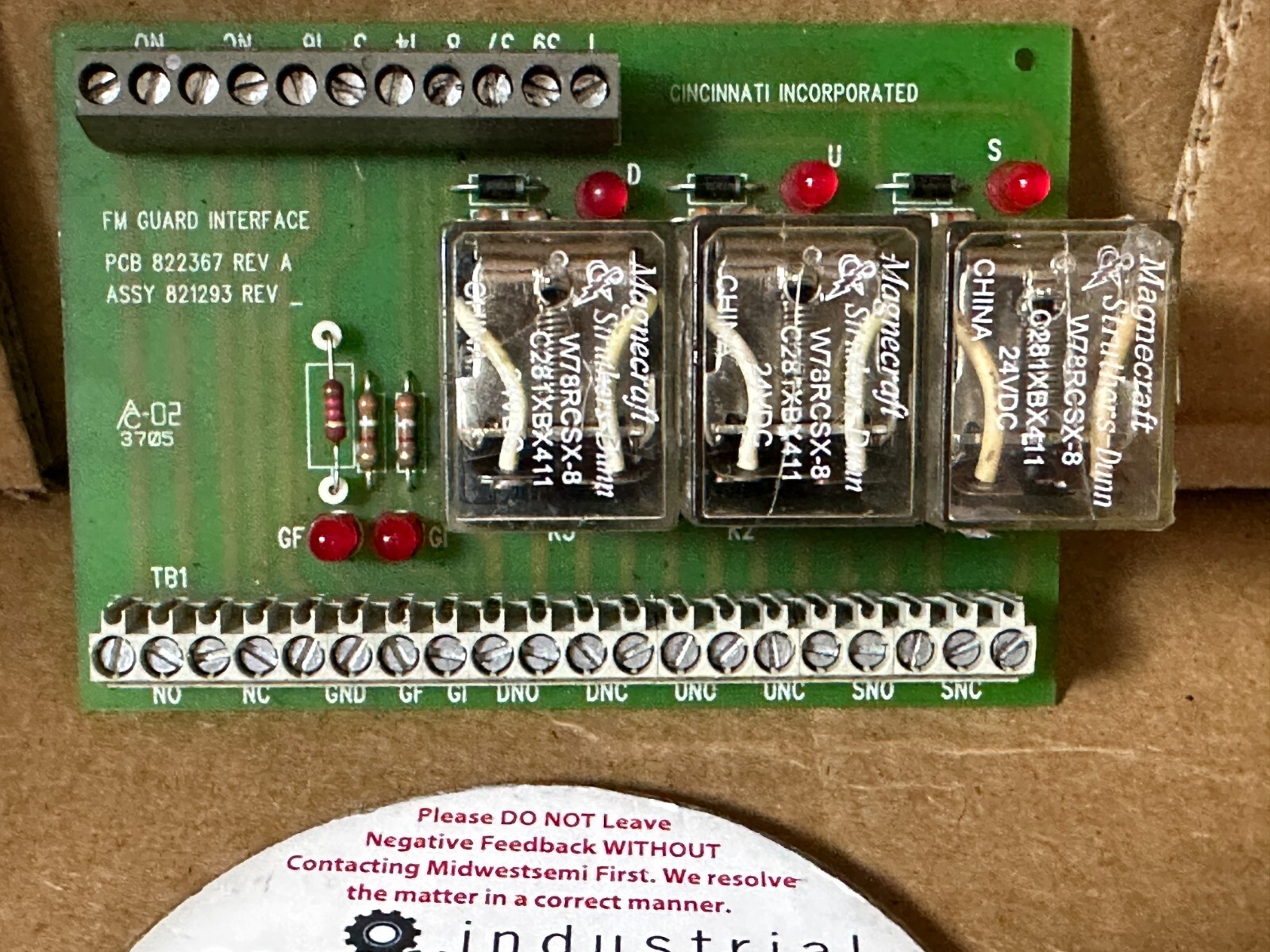 Fm Guard NEW CINCINNATI 821293 / 822367 REV A FM GUARD INTERFACE ID: M23118 ...