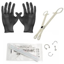 Kit piercing corpo 8 pezzi labbra, naso, orecchie - aghi 16G e 18G - venditore USA 