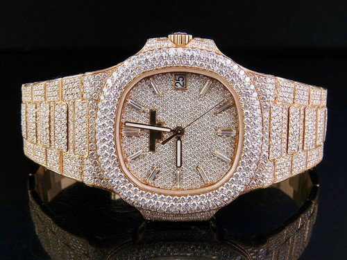 18k Roségold Herren Patek Philippe Nautilus 5711/1R-001 Pavé Set Diamant Uhr - Bild 1 von 11