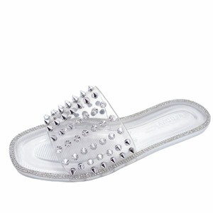 wild diva clear rhinestone slides